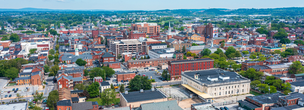 Aerial view of York, PA.