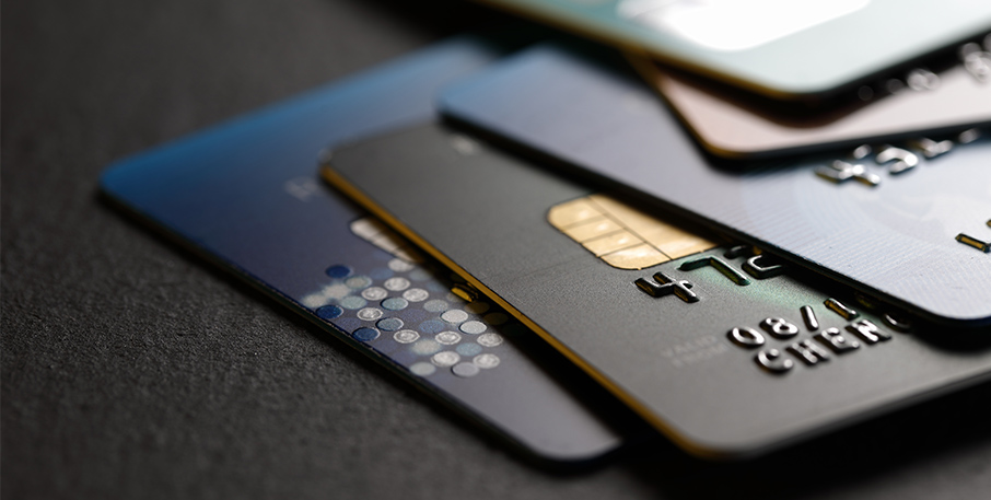 Stack of credit cards.