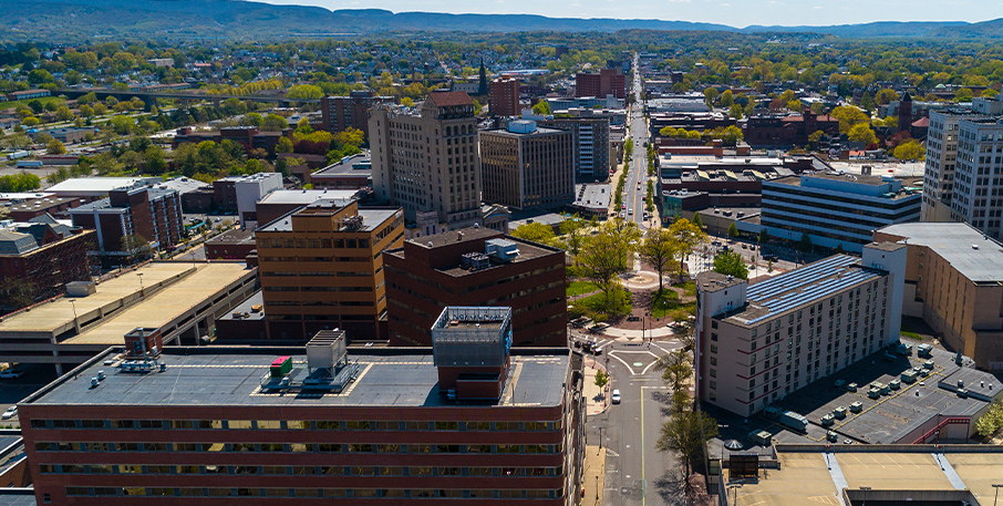 Aerial photo of Wilkes-Barre, Pennsylvania.