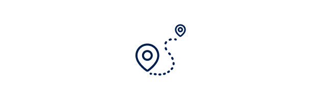 An icon of two location tags connected by a dotted line.