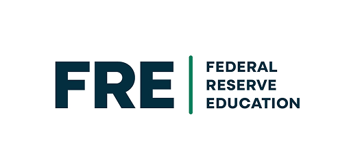 Blue and green Federal Reserve Education logo
