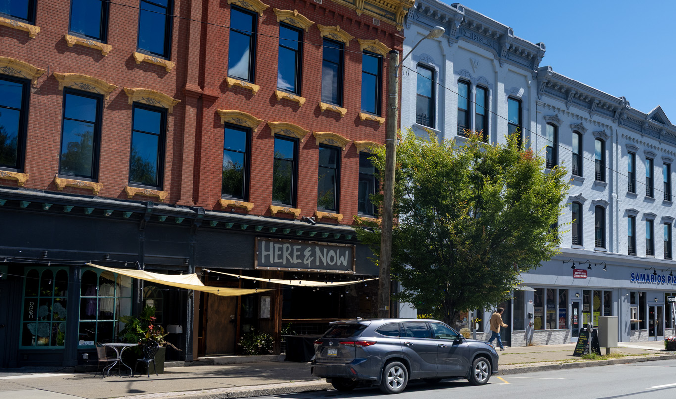 A bustling main street in Wayne County, PA.