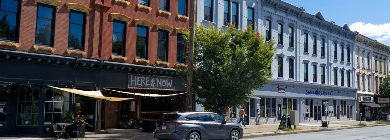 A bustling main street in Wayne County, PA.