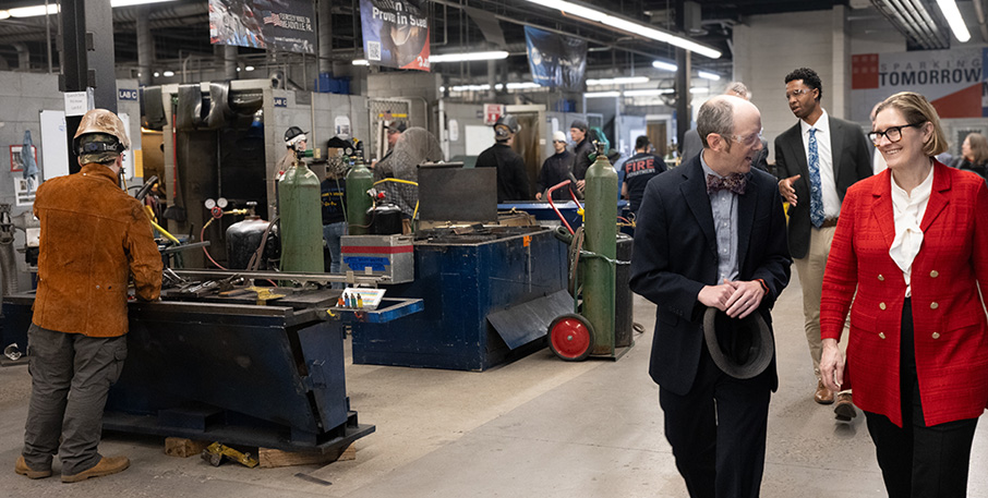 President Paulson tours a job training facility in north central Pennsylvania.