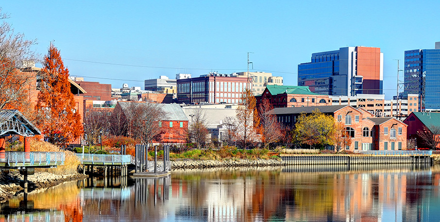 Wilmington waterfront in fall