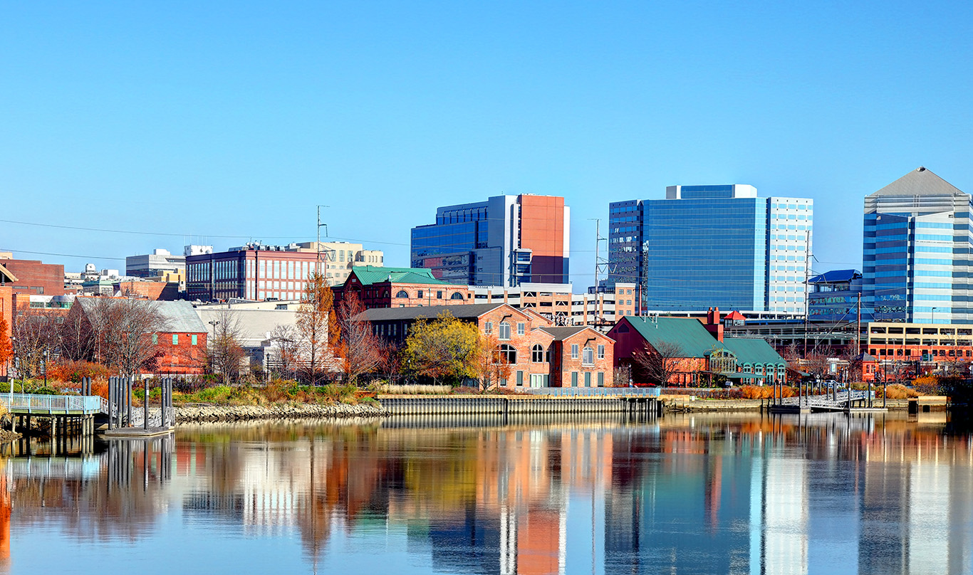 Wilmington waterfront in fall