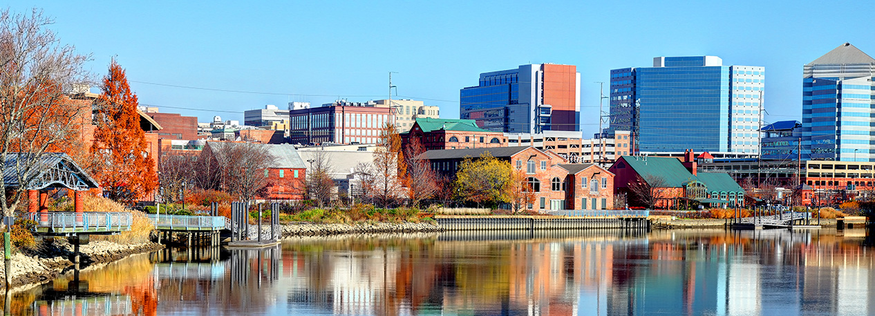 Wilmington waterfront in fall