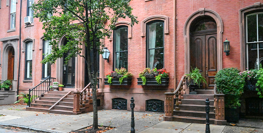 Street view of rowhomes