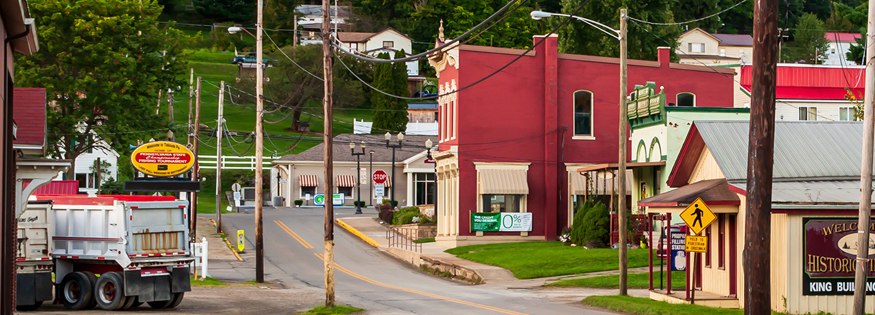 Street view of small town