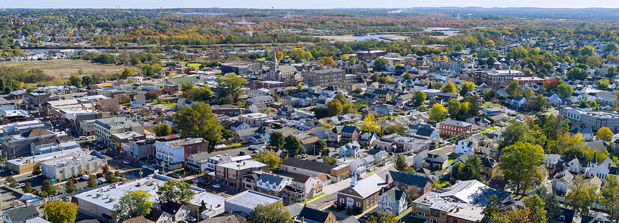 Aerial view of a suburb