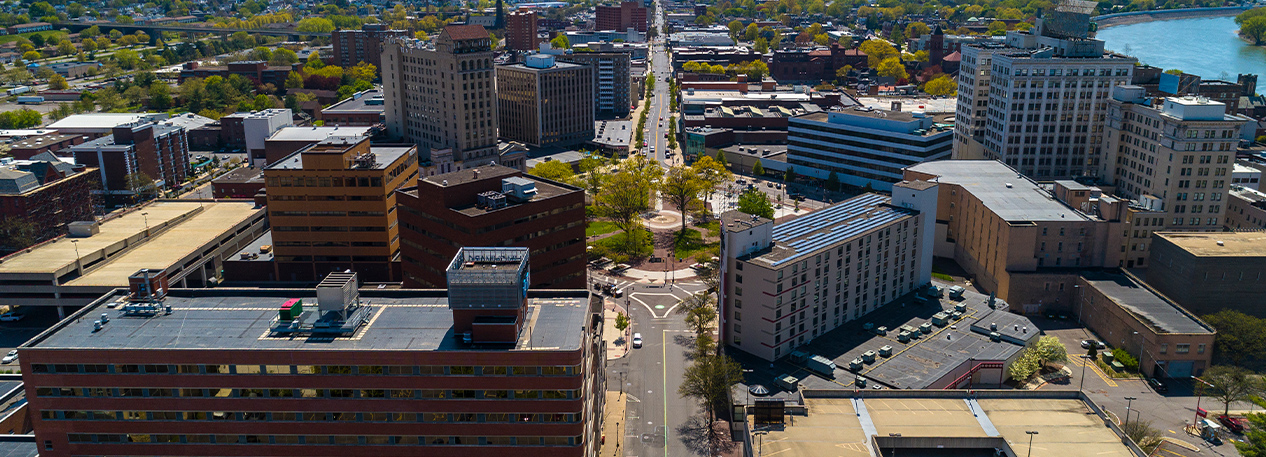 Aerial photo of Wilkes-Barre, Pennsylvania.