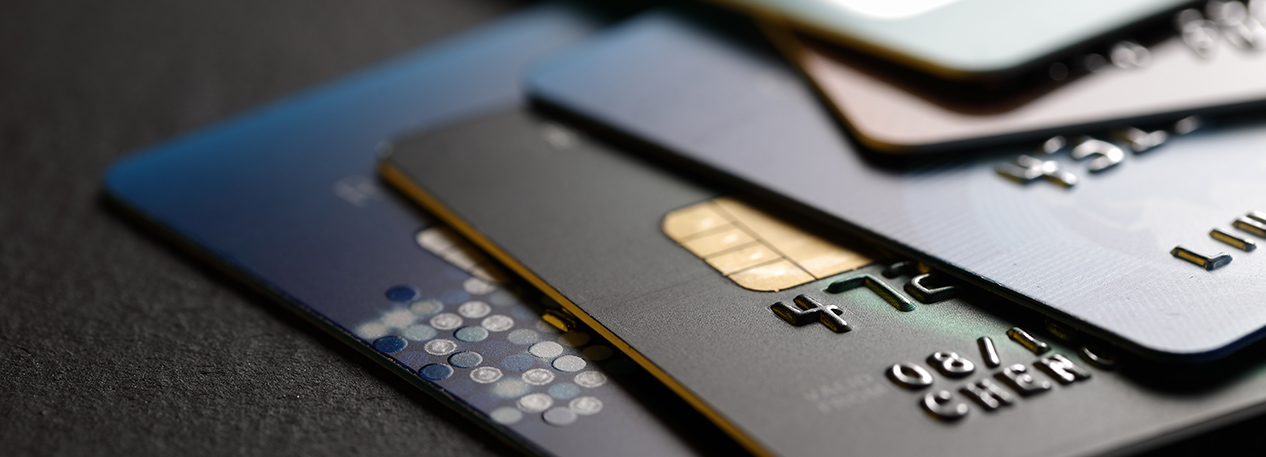 Stack of credit cards.