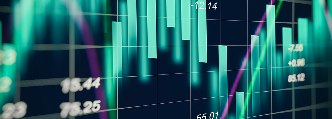 A blue and purple graph illustrates data points.