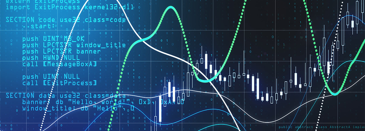 Stylized financial chart with a line graph and other information.
