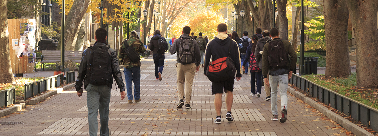 College students walking on campus
