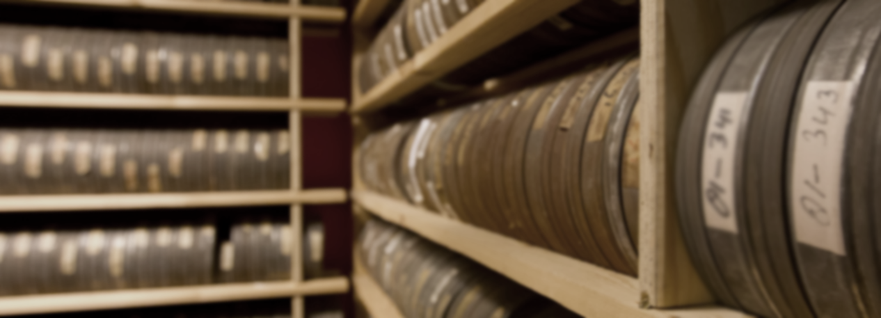 Rows of film in storage.
