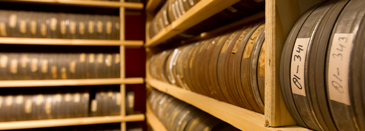 Rows of film in storage.