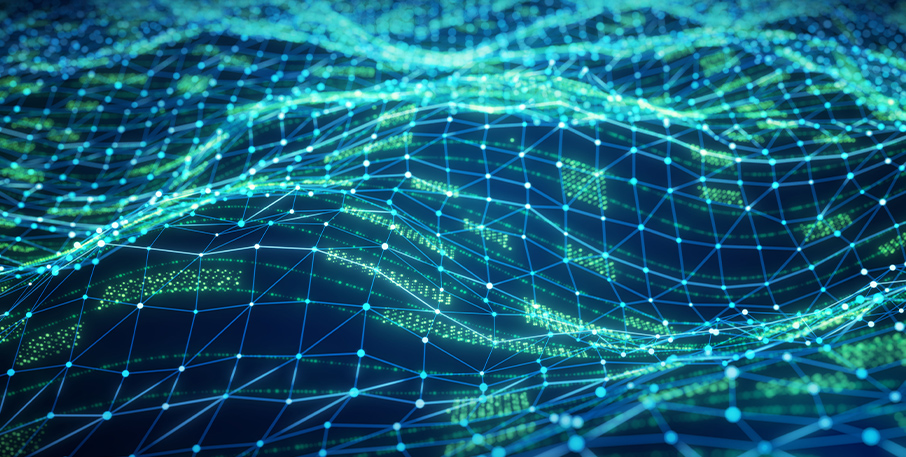  A blue and green digital pattern.