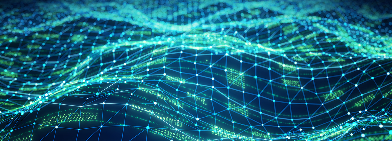  A blue and green digital pattern.
