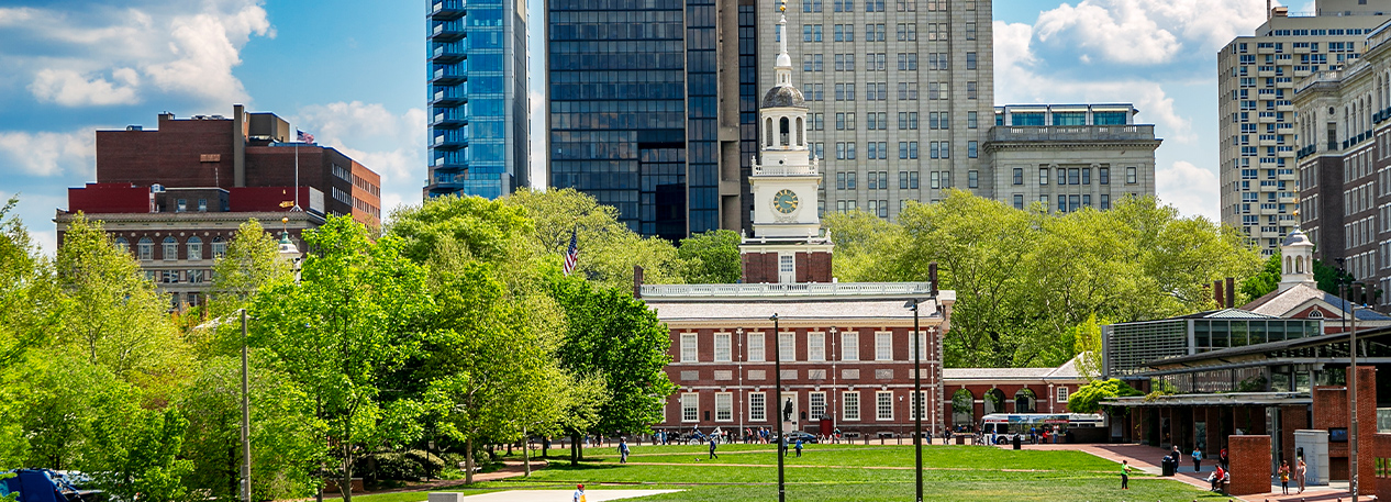 A view of the historic Independence Mall in Philadelphia.