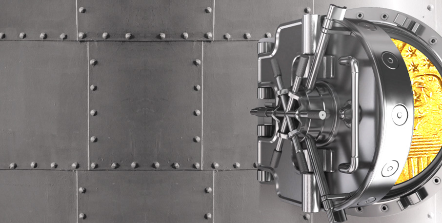 Gif of silver vault door spinning open