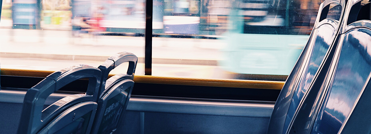 Empty seats on a moving bus