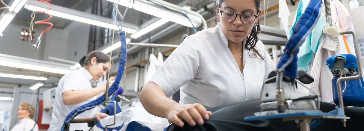 Women work in a factory.