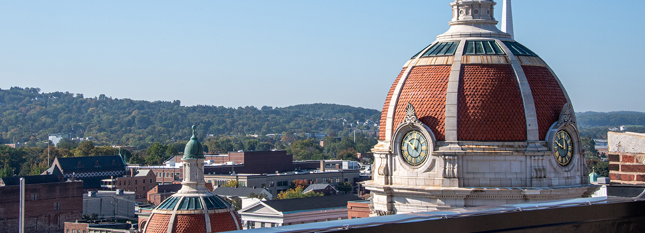 A view of the York, Pennsylvania skyline, including the dome of the York County Administrative Center.