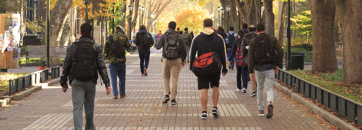 College students walking on campus