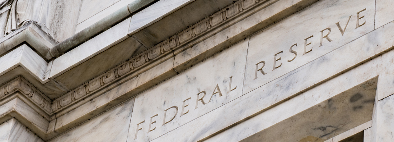 Close up shot of a Federal Reserve Building