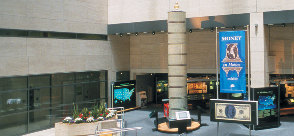 Aerial view of the Money in Motion exhibit