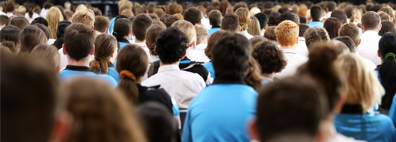 Large audience, seen from behind