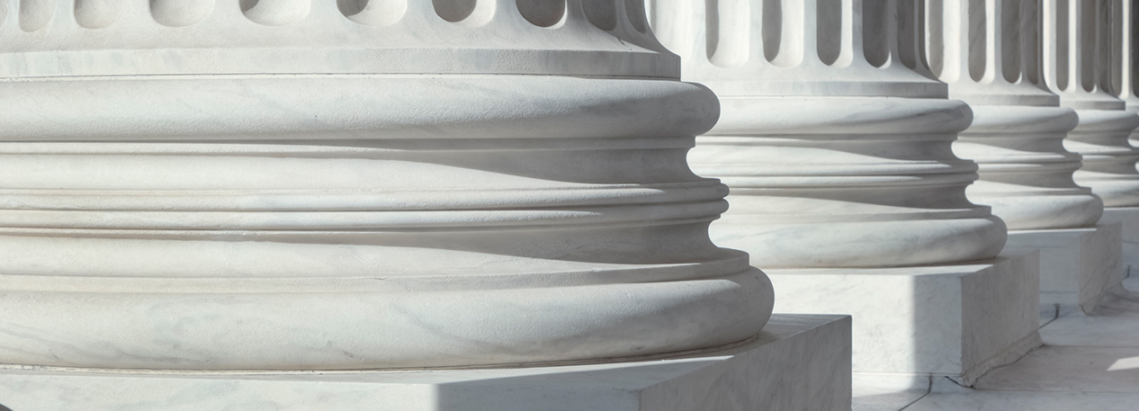 Row of columns, with the bases and pedestals visible