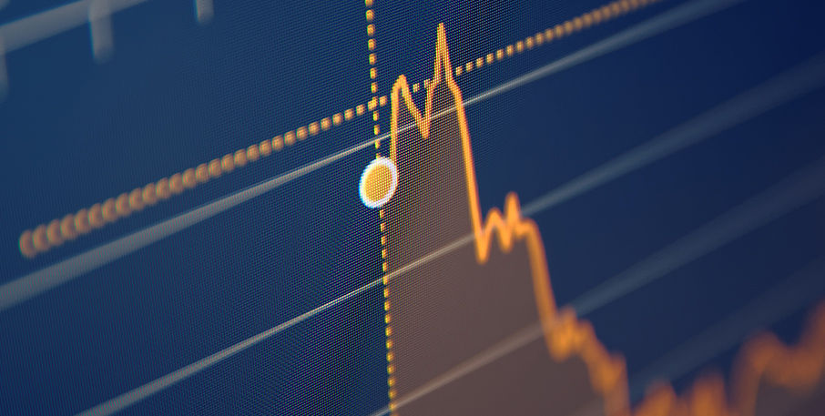 Close-up view of an interactive line chart with a data point selected