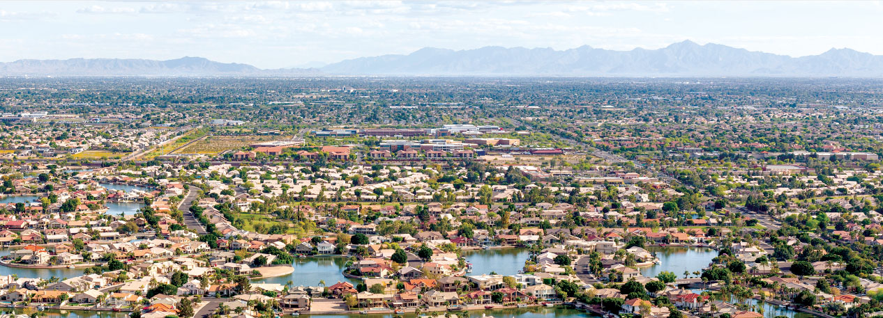 Aerial view of an upscale housing development