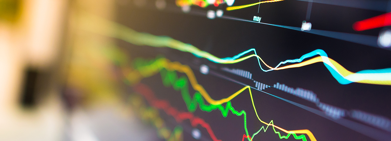 Close-up of a complex series of line charts