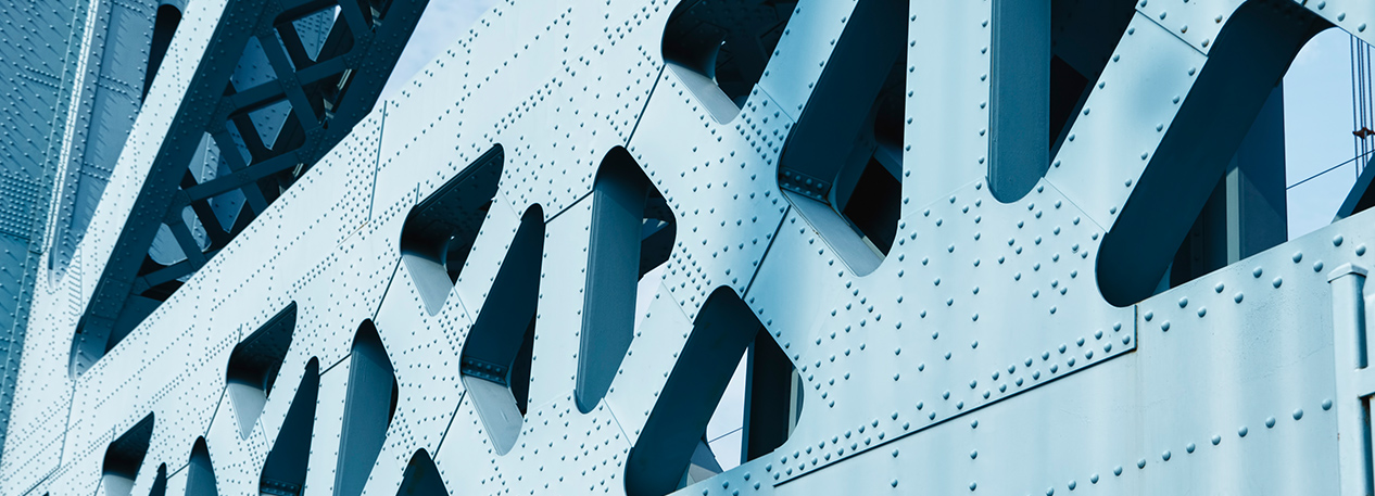 Close-up of a tower on the Ben Franklin Bridge