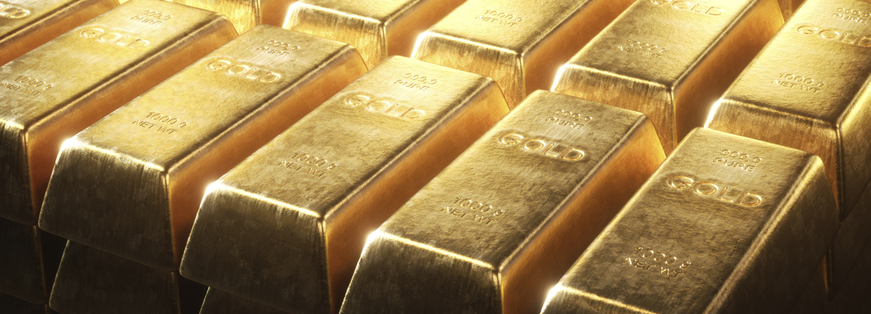 Rows of shiny, gold bars.