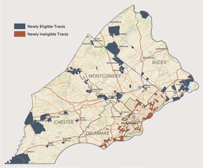 The Location of Newly Eligible and Newly Ineligible Census Tracts