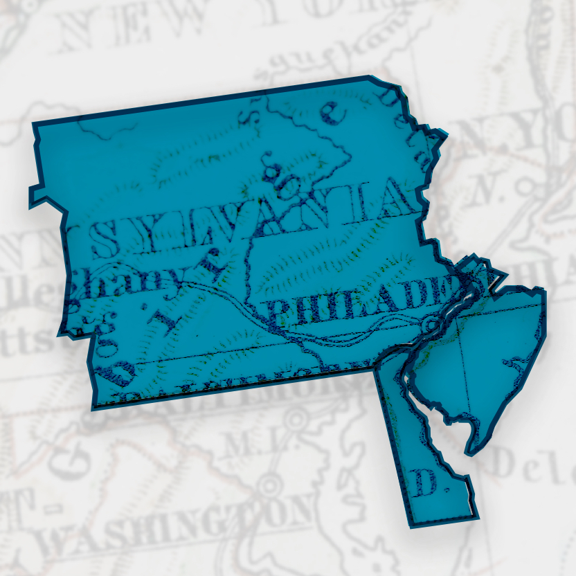 Illustrated map of the Third Federal Reserve District.